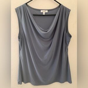 Dress barn  Slate Blue gray Draped Cowl Neck Sleeveless blouse